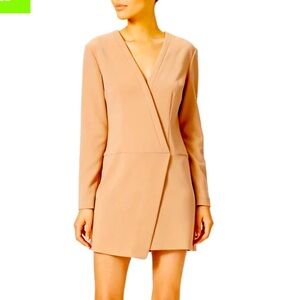 CYNTHIA STEFFE Camel Wrap Dress long sleeve neutral classy dress Size 2